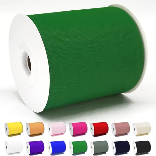 Vista 52 de Rollos de tela de tul verde ácido de 6 pulgadas por 100 yardas (300 pies) Cinta de tul para tutú, falda, envoltorio de regalo, decoración de boda