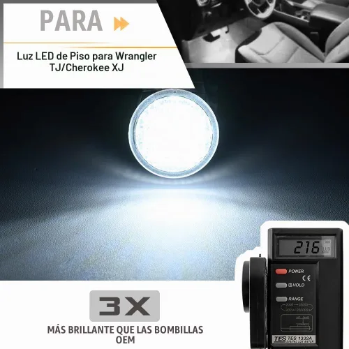 Vista 2 de Luz interior LED para el espacio de pies con arnés para Jee'p Wrangler TJ Blanco Jeep Dodge