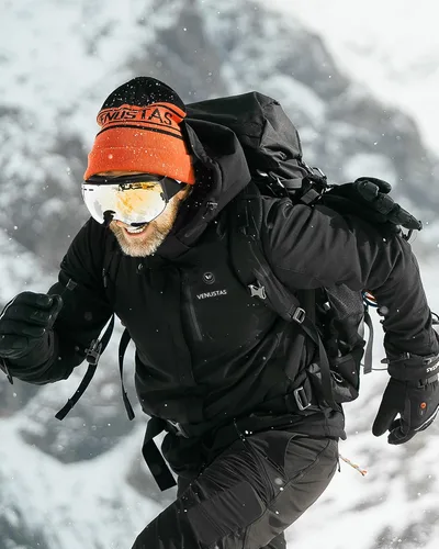 Vista 6 de Venustas Chaqueta térmica para hombre con batería de 7.4 V, resistente al viento con capucha desmontable
