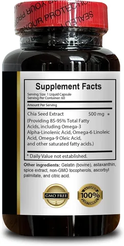 Vista 3 de Chia Seed Advanced - Semilla de CHIA - Fibra digestiva, cápsulas de aceite de semilla de chía orgánica, suplemento de Omega 3 6 9 a base de plantas