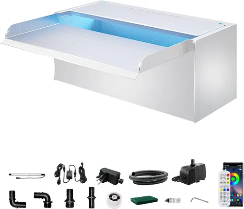 Vista 21 de Longrun Caja de Cascada de Estanque con Kit de Bomba, Vertedero de Cascada de Estanque de Acrílico Transparente con Bomba de 396 GPH 1500L/H
