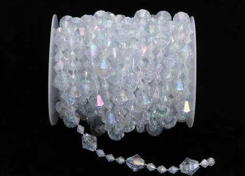 Vista 14 de KAOYOO - Cadena de cuentas de cristal transparente de 10 m para bricolaje, decoración de boda y fiesta (colorida)