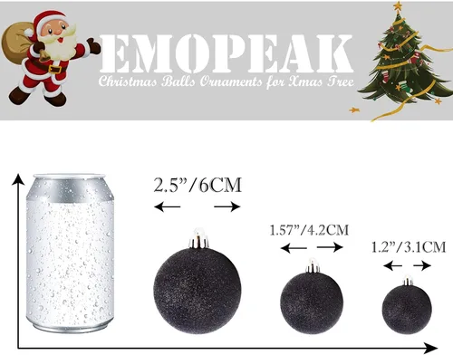Vista 4 de Emopeak - Juego de 24 esferas navideñas, ornamentos irrompibles, 4 estilos, decoración colgante para árbol de Navidad, boda o fiesta