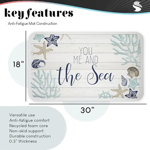 Vista 3 de Aerial Beachscape Impression, 30 x 18 Inch Anti-Fatigue Kitchen Mat Aerial Beachscape Waves
