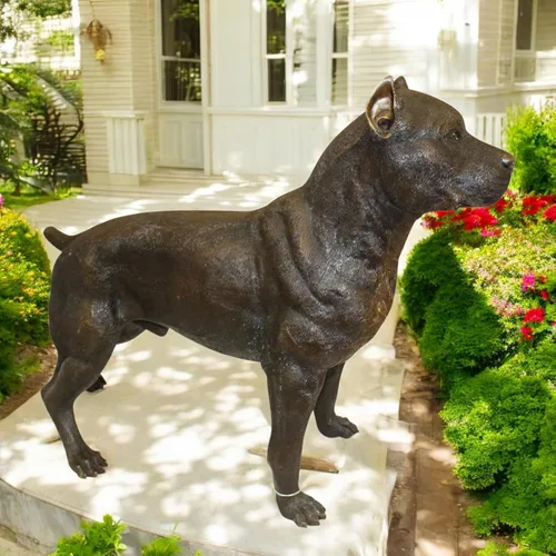 Vista 3 de Nifao Pit Bull Dog, animal, estatua de bronce medio perdido, 33 pulgadas de largo x 11 pulgadas de ancho x 26 pulgadas de alto