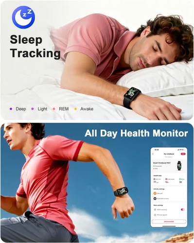 Vista 6 de DeerRun Monitor de actividad física para hombres y mujeres, monitor de salud 24/7 con frecuencia cardíaca y seguimiento del sueño, IP67 impermeable