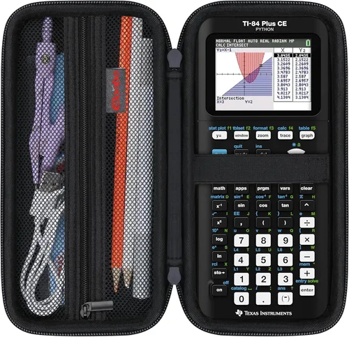 Vista 15 de Elonbo Funda de transporte para calculadora gráfica a color Texas Instruments TI-84 Plus CE/TI-84 Plus/TI-83 Plus/TI-83 Plus CE, bolsillo de malla