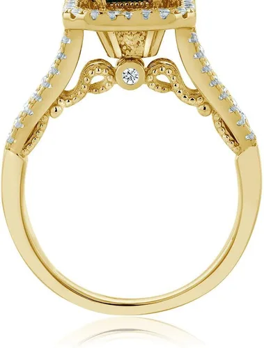 Vista 4 de Gem Stone King Anillo de esmeralda simulada de plata chapada en oro amarillo de 18 quilates para mujer 2.78 quilates Corte esmeralda 9X7MM