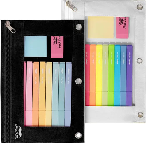 Vista 9 de Mr. Pen - Estuche para lápices de 2 piezas - Estuche con cremallera para lápices para carpeta de 3 anillas