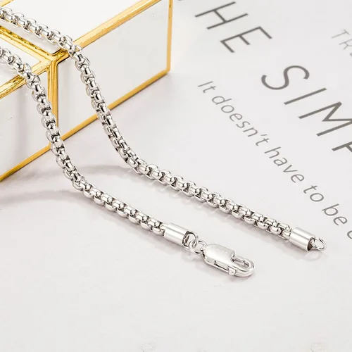 Vista 8 de Collar de plata de ley 925 maciza italiana para hombres y mujeres, 0.118 pulgadas, eslabones de Rolo cuadrados, cadena redonda, gargantilla