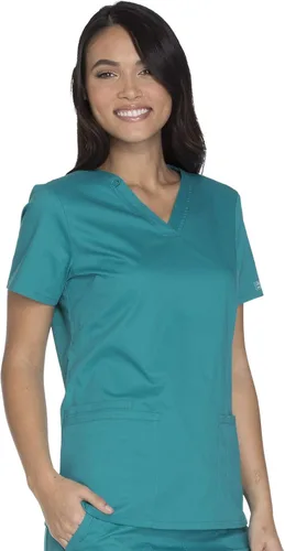 Vista 6 de Ropa quirúrgica para mujer WW630 - Camiseta elástica con cuello en V, sarga cepillada suave WW630