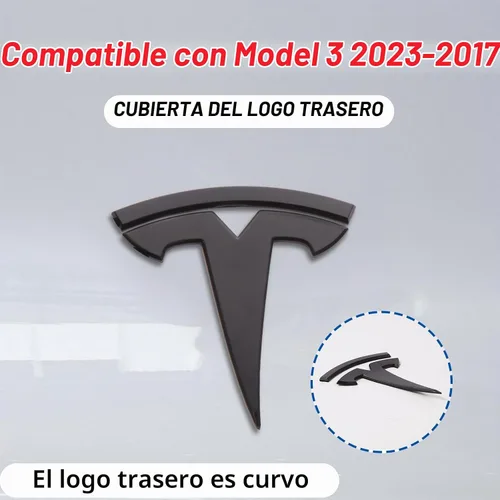 Vista 3 de Accesorios de emblema para Tesla Model 3 Logo Sticker 2023 2022-2017 Model 3 Calcomanías (negro)