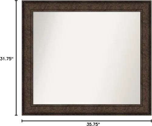 Vista 201 de Amanti Art Espejo de pared personalizado no biselado (25 x 25 pulgadas), marco de bronce acentuado, varios tamaños personalizados, espejo de baño