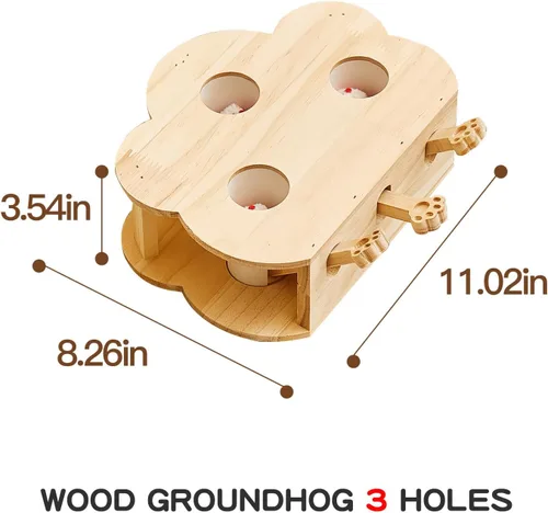 Vista 2 de Whack-a-mole - Juguete interactivo de madera para gatos de interior, caja de juguetes interactiva para mascotas, rompecabezas para gatos de todas
