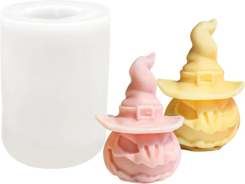 Vista 10 de Molde de vela de Halloween para hacer velas, molde de silicona 3D para fundición de resina, bricolaje yeso, arcilla polimérica, decoración del hogar