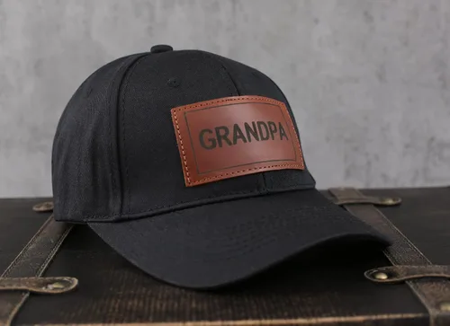 Vista 2 de Gorra de camionero para papá, gorra de béisbol, gorra de papá, gorra de cuero grabada con láser
