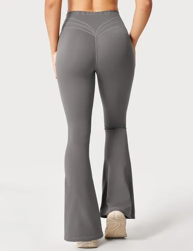Vista 8 de YEOREO Leggings acampanados para mujer, pantalones de yoga Lynnie Bell Bottom de cintura alta, control de abdomen, leggings de entrenamiento