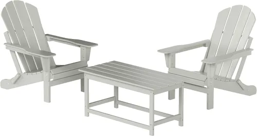 Vista 29 de WO Home Furniture - Juego de 3 sillas plegables para exteriores, mesa auxiliar, resistente a la intemperie y a los rayos UV, para césped, jardín