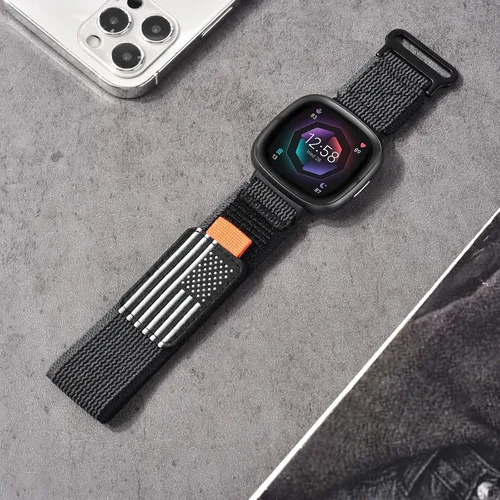 Vista 4 de KOREDA Compatible con Fitbit Versa 3/Fitbit Versa 4/Fitbit Sense/Sense 2 bandas para mujeres y hombres, correa deportiva ajustable elástica trenzada