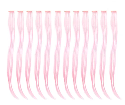 Vista 13 de SWACC 12 extensiones de cabello lacio de un color con clip, para mujer, extensiones de cabello sintético con rayas de color (rubio beige)