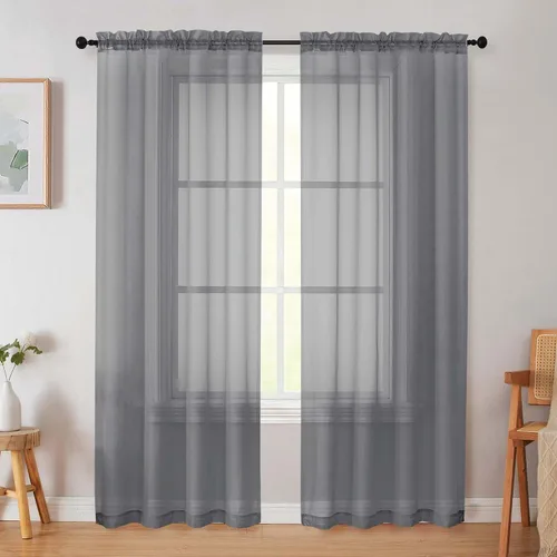 Vista 233 de 2 paneles de cortinas traslúcidas blancas para dormitorio, sala de estar, 96 pulgadas de largo, modernas, suaves, ligeras, con bolsillo para barra