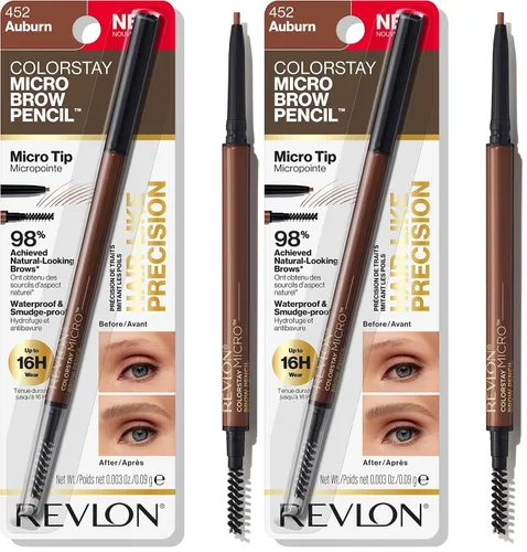 Vista 15 de Revlon ColorStay Micro lápiz de cejas con cepillo de carrete integrado, impregnado con aceite de argán y marula, impermeable, a prueba de manchas