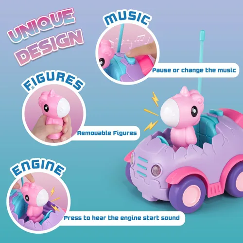 Vista 4 de Nueplay Coche de Control Remoto para Niños de Edad 2 3 4 5, Juguetes Eléctricos RC con Luz y Música, Juguetes para Niños, Vehículos de Carrera
