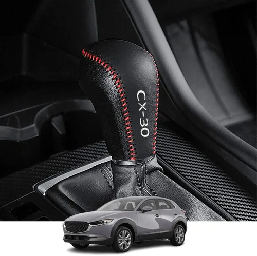 Vista 8 de Accesorios de interior personalizados para Mazda CX-30 2020 2021 2022, funda de palanca de cambios de cuero automático, botas de transmisión, funda