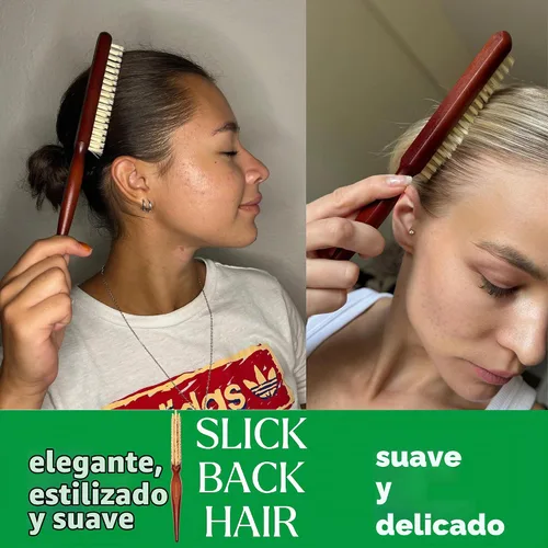 Vista 3 de GranNaturals Cepillo de cerdas de jabalí suave para cabello de espalda resbaladiza, peinado, control de bordes, suavizar los pelos de bebé
