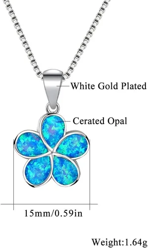 Vista 6 de CiNily Collar con colgante de hoja de ópaloflor para mujer, chapado en plata, regalo de joyería