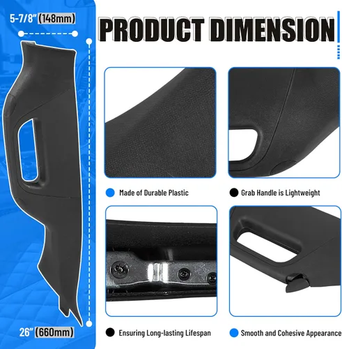 Vista 4 de HECASA Una manija de agarre de pilar, moldura interior derecha del lado del pasajero compatible con Ford F-250 F-350 F-450 F-550 Super Duty Negro