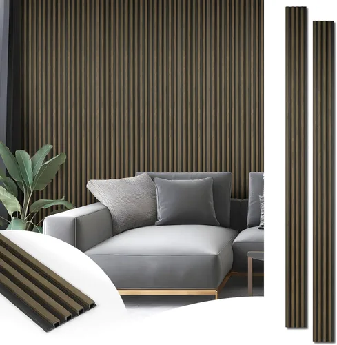 Vista 6 de Art3d Paquete de 4 paneles de pared de listones de madera WPC de 6 x 6 pulgadas para decoración de pared interior, paneles de pared acústicos