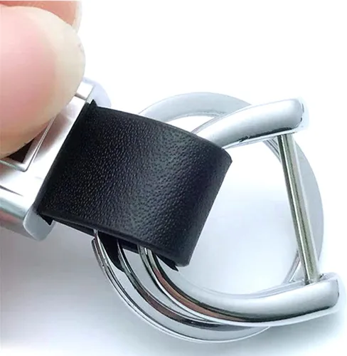 Vista 4 de LeYin Car logo llavero metal anillo de resorte de cuero de alta calidad llavero colgante regalo