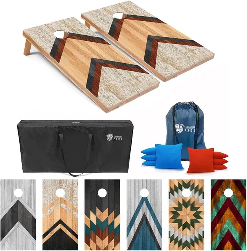 Vista 16 de Tailgating Pros Tablas de Cornhole livianas – Juego de cornhole de 4 x 2 pies con diseño moderno de madera con funda de transporte y juego de 8