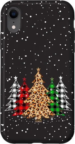 Vista 25 de Funda con diseño de árboles de Navidad con estampado de leopardo y cuadros para iPhone 16
