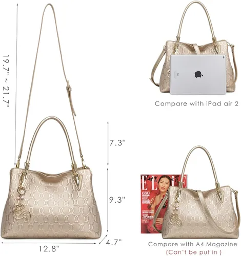 Vista 2 de Leather Handbag for Women Ladies Top Handle Tote Crossbody Shoulder Bag