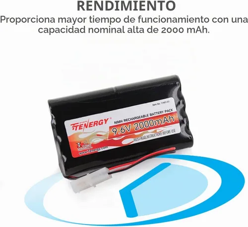 Vista 2 de Batería potente para coches, barcos, robots, 9.6 V 2000 mAh NiMH, de Tenergy
