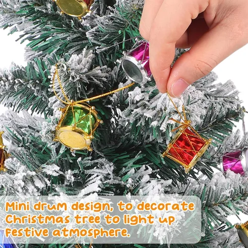 Vista 9 de 60 adornos para árbol de Navidad con purpurina, mini tambores, adornos para árbol de Navidad, pequeños instrumentos musicales, colgante colgante