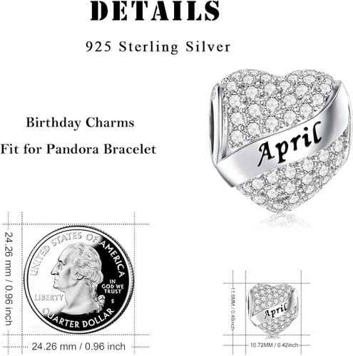Vista 6 de Abalorio Dalaran de plata de ley 925 con forma de corazón, para brazalete, feliz cumpleaños, para mujer