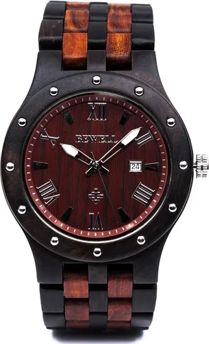 Vista 2 de Bewell Reloj de pulsera luminoso de cuarzo analógico hecho a mano para hombre