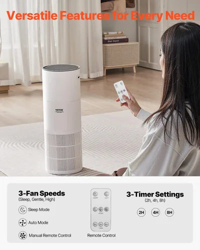 Vista 7 de VEVOR Purificador de aire 2 en 1 con humidificador, cubre hasta 1090 pies cuadrados en una hora, filtro True HEPA 11, silencioso de 22dB, filtra