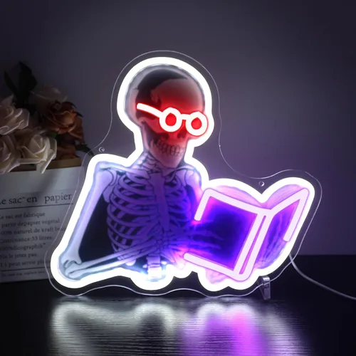 Vista 24 de Letrero de luz LED para baño con diseño grabado para decoración de pared, baño, bar o decoración divertida de habitación, alimentado por USB