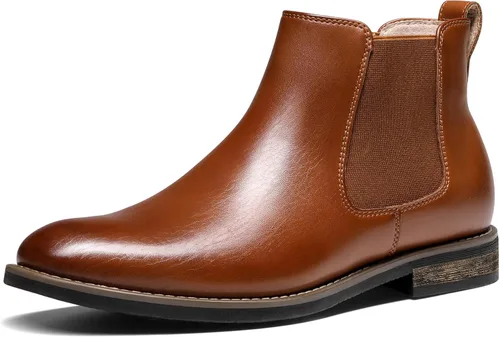 Vista 11 de Bruno Marc - Botines tipo Chelsea de gamuza y piel para hombre Negro