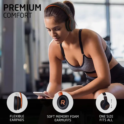 Vista 2 de PowerLocus - Auriculares inalámbricos Bluetooth, auriculares sobre la oreja con micrófono, 50 horas de reproducción, sonido estéreo HiFi, graves