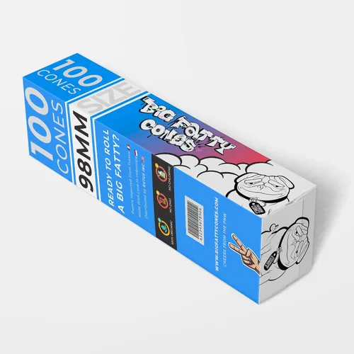 Vista 3 de Big Fatty Cones - Conos preenrollados Papel de liar blanco natural sin blanquear RVTUS (0.04 oz, 100)