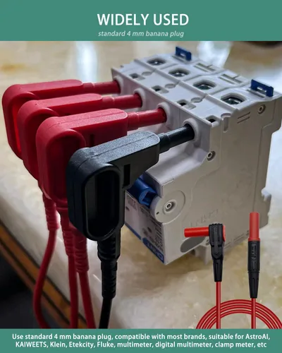 Vista 6 de Sonda magnética de cables multímetro, sondas de voltaje magnéticas de 3 colores para kit de cables de prueba de enchufe de 0.157 in, voltaje a CAT