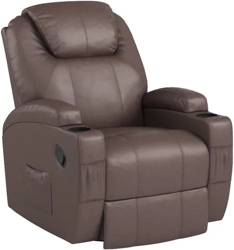 Vista 5 de Furniwell Rocker - Silla reclinable con masaje para ancianos, sofá mecedora ajustable de cuero giratorio de 360° para sala de estar con control
