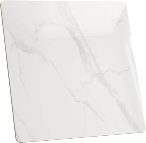 Vista 9 de Square Table Top, 19.6” White Sintered Stone Tabletop, DIY Replacement & Cover Marble Desktop, Scratch & Wear Resistant, Suitable for Indoor &