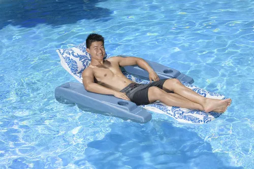 Vista 2 de poolmaster Royal Hawaiian ajustable flotante Lounge, talla única , Multicolor Royal Hawaiian (azul)