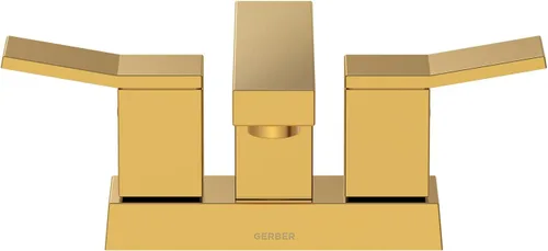 Vista 2 de Gerber Avian - Grifo de baño central de 4 pulgadas con 2 manijas con drenaje de toque de metal, bronce cepillado